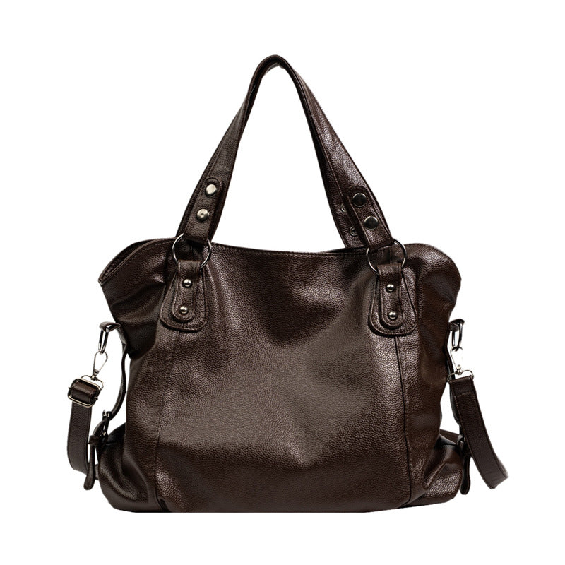 Large Capacity Soft Leather Tote Bag - Simple and Casual Shoulder/Crossbody Bag